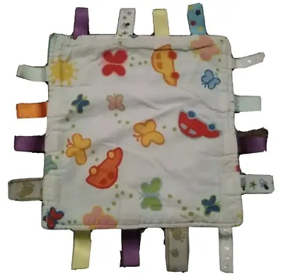 Taggies Taggy White Blue Cars Butterflies BABY COMFORTER BLANKET SOFT TOY  • £4.80