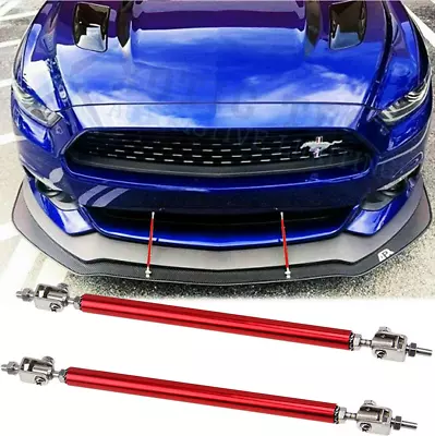 $13.99 • Buy 2X Red Adjustable Front Bumper Lip Splitter Spoiler Strut Rod Tie Support Bar