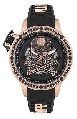 Philipp Plein Mens  IP Rose Gold 46mm Strap Fashion Watch • $412.50