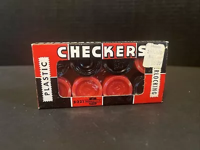 Vintage Somerville Game Interlocking Plastic Checkers Set 24 Original  Box • $12