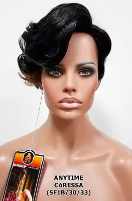 $24.99 • Buy Modu Anytime Short Synthetic Unbalanced Soft Feather Curl Skin Top Caressa Wig