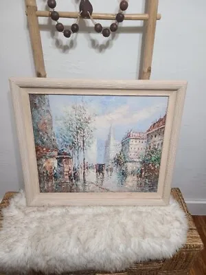 Original Marie Charlot Framed Oil Painting Signed A Walk In The City Still Life • $229