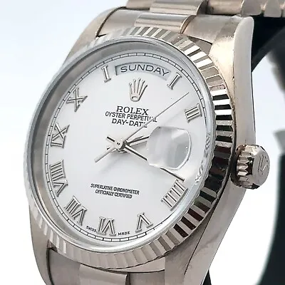 Pre-Owned Rolex Day Date Presidential 36mm 18k White Gold Watch 18239 • $19950