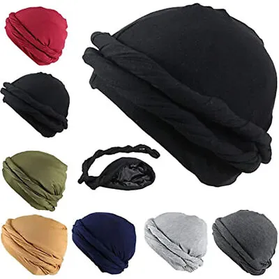 Halo Turban Durag For Men Satin Silk Lined Elastic Turban Head Wrap Head Scarf • $12.34