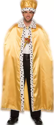 GOLD ADULT ROYAL CAPE King Queen Prince Wizard Fur Trim Magician Costume Prop • $19.89