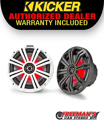 Kicker 45KM654L 6.5  2-Way Marine Coaxial Speakers With LED Lighting • $157.96