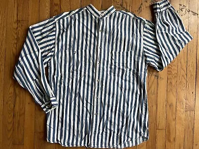 VTG 90’s Cactus Brand Men’s Button Down Western Size Large Blue White Stripe  • $15