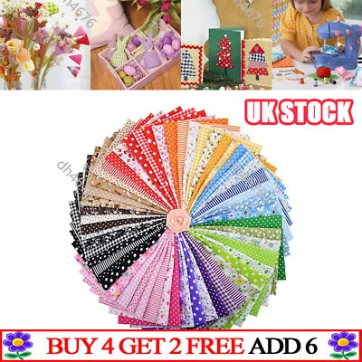 7x 25CM Mixed Cotton Fabric Material Sewing Value Bundle Scraps Quilting DIY • £2.79