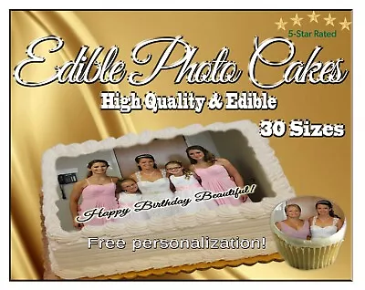 Print Your Photo Into An Edible Cake Topper Custom Logo Sugar Paper Picture Tops • $3.25