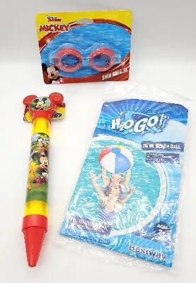 Mickey Mouse Swim Goggles 16  Beach Ball Water Blaster Disney Bundle • $8.96