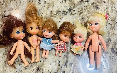 VINTAGE 1960s Mattel LITTLE KIDDLES Tiny Vintage Doll Lot Of 6 • $16.50