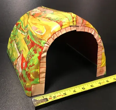 Vintage MARX Metal Train Tunnel Pastoral Deco O SCALE  7  Tall X 10  Long! • $18.96