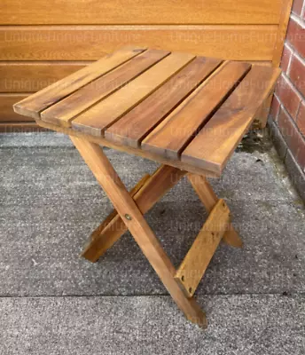 Wooden Garden Table Small Folding Coffee Side Patio Outdoor Solid Wood Furniture • £25.90
