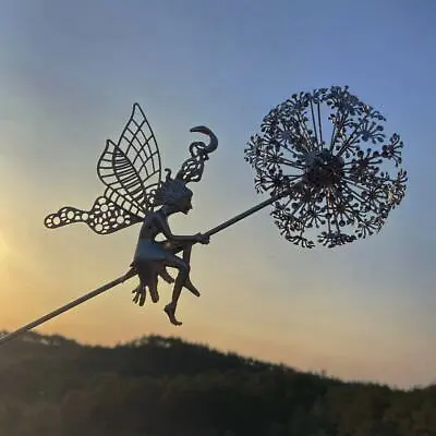 Metal Garden Decorative Stake Fairies Dandelions Dance Together Lawn Yard Patio • $14.78