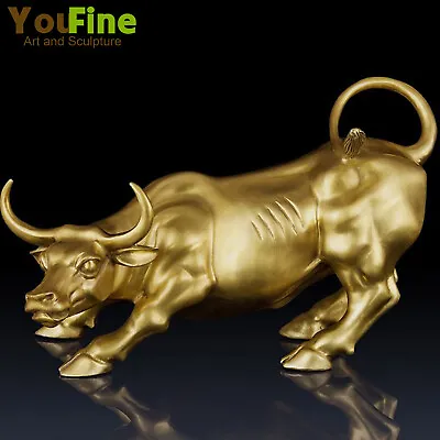 Bronze Wall Street Bull Sculpture Bronze Bull Statue Classical Home Indoor Decor • $243