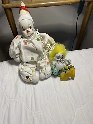 K’s Collection Circus Clowns 14” & 8” Poseable Porcelain  2 Clown Dolls Vintage • $14