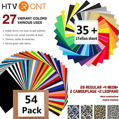 £14.99 • Buy Heat Transfer Vinyl Sheets Bundle 30x25cm Iron On HTV Heat Press For Cricut