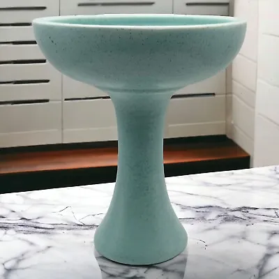 Vintage MCM Haeger Pottery Blue Speckle Vase Birdbath Chalice Goblet Turquoise • $44.99