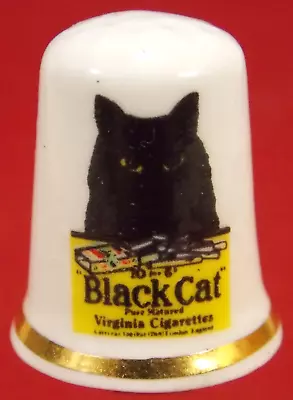 Vintage Bone China Advertising Thimble Black Cat Cigarettes Findlay England • $12.99