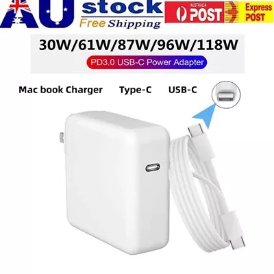 NEW 61W 96W 118W PD Type-C Power Adapter Charger USB-C For MacBook Pro Air + 2M • $29.99