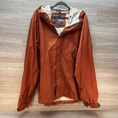 Eddie Bauer Mens Sz L Weatheredge 365 Hooded Rain Jacket Waterproof Burnt Orange • $29.99