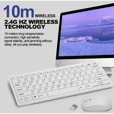 Mini Wireless Gaming Keyboard And Optical Mouse Combo Set 2.4G For PC Laptops • $27.99