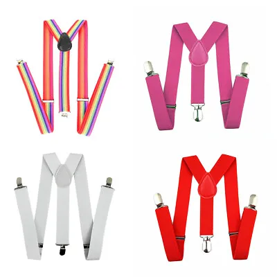 Adjustable Braces Mens Unisex Trouser Elastic Y-back Suspenders Metal Clipon • £3.99