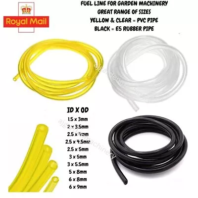 Petrol Fuel Gas Line Pipe Hose Mowers Trimmer Chainsaw Yellow/ Clear/ Black 60cm • £3.99