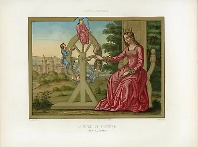 Color Chromolithography: THE WHEEL OF FORTUNE 16th Century. 19th Century • £7.20