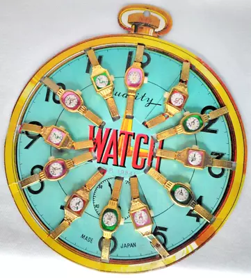Children’s Wrist Watch Cardboard Store Display 12 Watches 1950s Made In Japan • $34.99