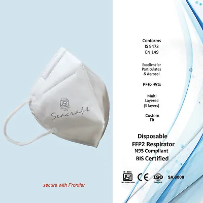 FFP2 Grade Face Mask CE Certified 5-Layer Dust Pollen Virus Protection UK Seller • £3.99