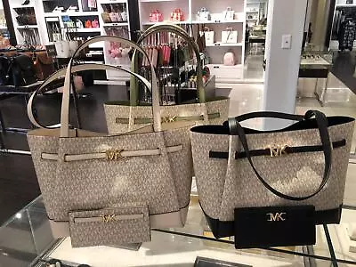 Michael Kors Women Lady Large Tote Shoulder Handbag Bag Purse + Flat Wallet Set • $175