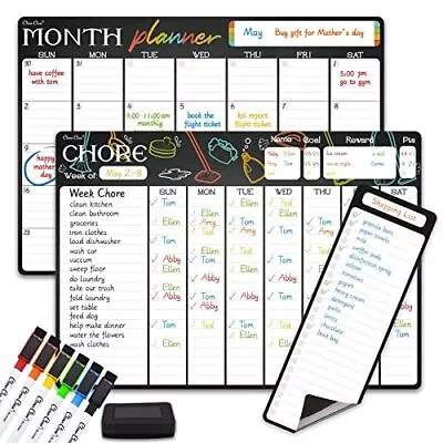 Magnetic Dry Erase Chore Chart & Monthly Planner - 17x12  Chore Chart & Month... • $28.14