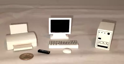 1:12 Dollhouse Mini Furniture Office Computer Monitor Printer Keyboard Mouse • $6.99