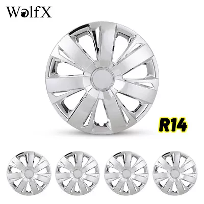 14  Set Of 4 Wheel Covers Snap Hub Caps Fits R14 Tire & Steel Rim Glossy Silver • $43.99