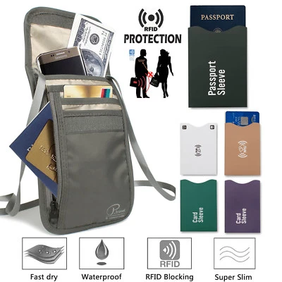 $18.04 • Buy Military Tactical RFID-Blocking Neck Stash Hidden Money Wallet Passport Holder