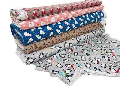 Christmas Jersey Fabric Festive Cotton 4 Way Stretch Knit For Leggings T-Shirt • £6.95