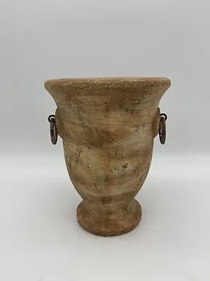 EUC Vintage Terracotta Clay Flower Planter Rustic Pot Metal Ring Handles Heavy • $49.99