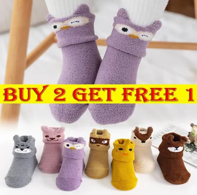 £3.49 • Buy Slippers Anti-slip Toddler Outdoor Floor Socks Girl Baby Boy Cotton Fuzzy Shoes