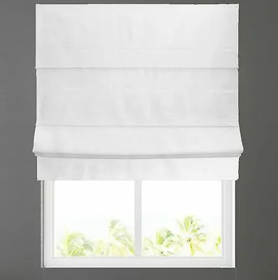 Off White Linen Blackout Lined Roman Blind -choice Of Standard / Deluxe Headrail • £90