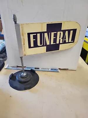 Vintage Funeral Procession Car / Automobile Flag Magnetic Suction Cup White • $45