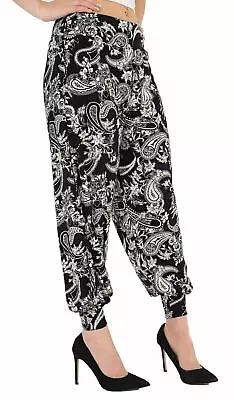 Womens Full Length Hareem Trousers Ali Baba Ladies Harem Leggings Plus Size 8-26 • £8.73