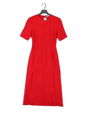 Zara Women's Midi Dress XS Red Polyester With Viscose A-Line • £12.10