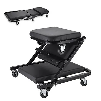 2 In 1 Foldable Mechanics Z Creeper Seat Rolling Chair Garage Work Stool • $156.79