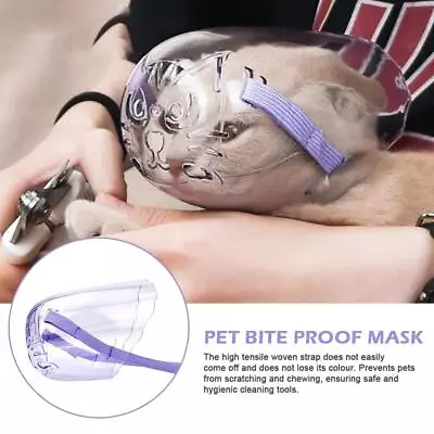 Breathable Cat Dog Bite Mask Cover Portable Transparent Pet Bathing Muzzle Head • $18.79