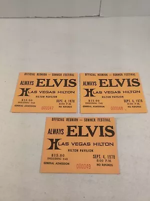 VINTAGE 1978 ALWAYS ELVIS - LAS VEGAS HILTON USED TICKET Lot Of 3    • $79.99