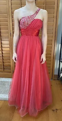 Masquerade Wmns Long Red Beaded Prom/Homecoming/Formal Dress One-shoulder Sz 5/6 • $69