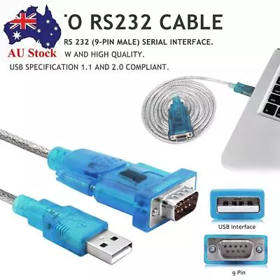 Professional Cord Adapter Converter 9 Pin USB To RS232 Serial Cable DB9 • $13.26