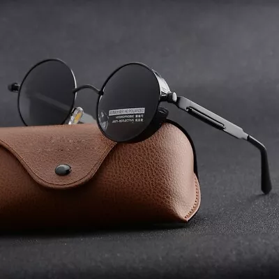 Retro Round HD Polarized Sunglasses Men Women Vintage Gothic Steampunk Glasses • $10.99