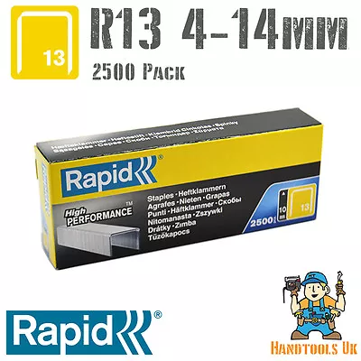 £12.99 • Buy  Rapid R13 (13 Series) Staples 4,6,8,10 & 14mm (R13, R23 & R33) 2500 HANDY PACK